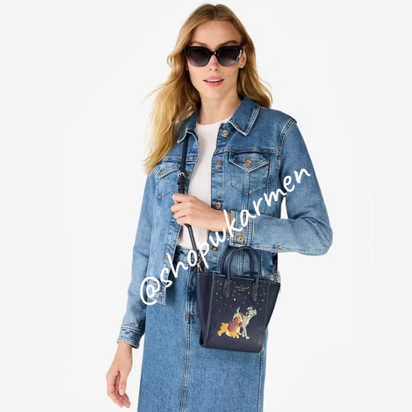 ♠️Kate Spade X Disney Lady and the Tramp Ella Mini Tote Crossbody Bag, Blue NWT - Picture 8 of 8